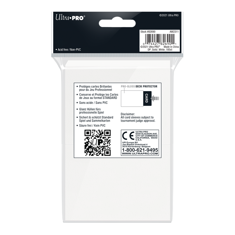 Ultra PRO: Standard 100ct Sleeves - PRO-Gloss (White)